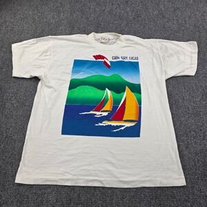 Vintage 90s Cabo San Lucas Sailboat Paragliding Graphic T Shirt XL Single Stitch
